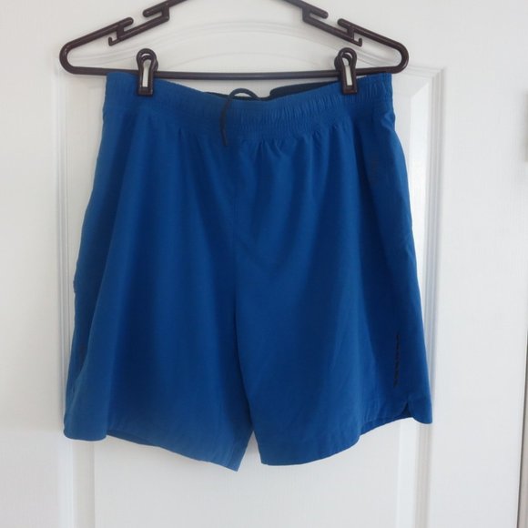 Men's RHONE 2 in 1 Training Running Shorts M 7" Inseam Blue Compression - Picture 1 of 16